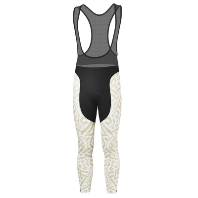 Men's Calligraphy Gel Padded Cycling Bib Tights Quick-Dry Elegance Gold