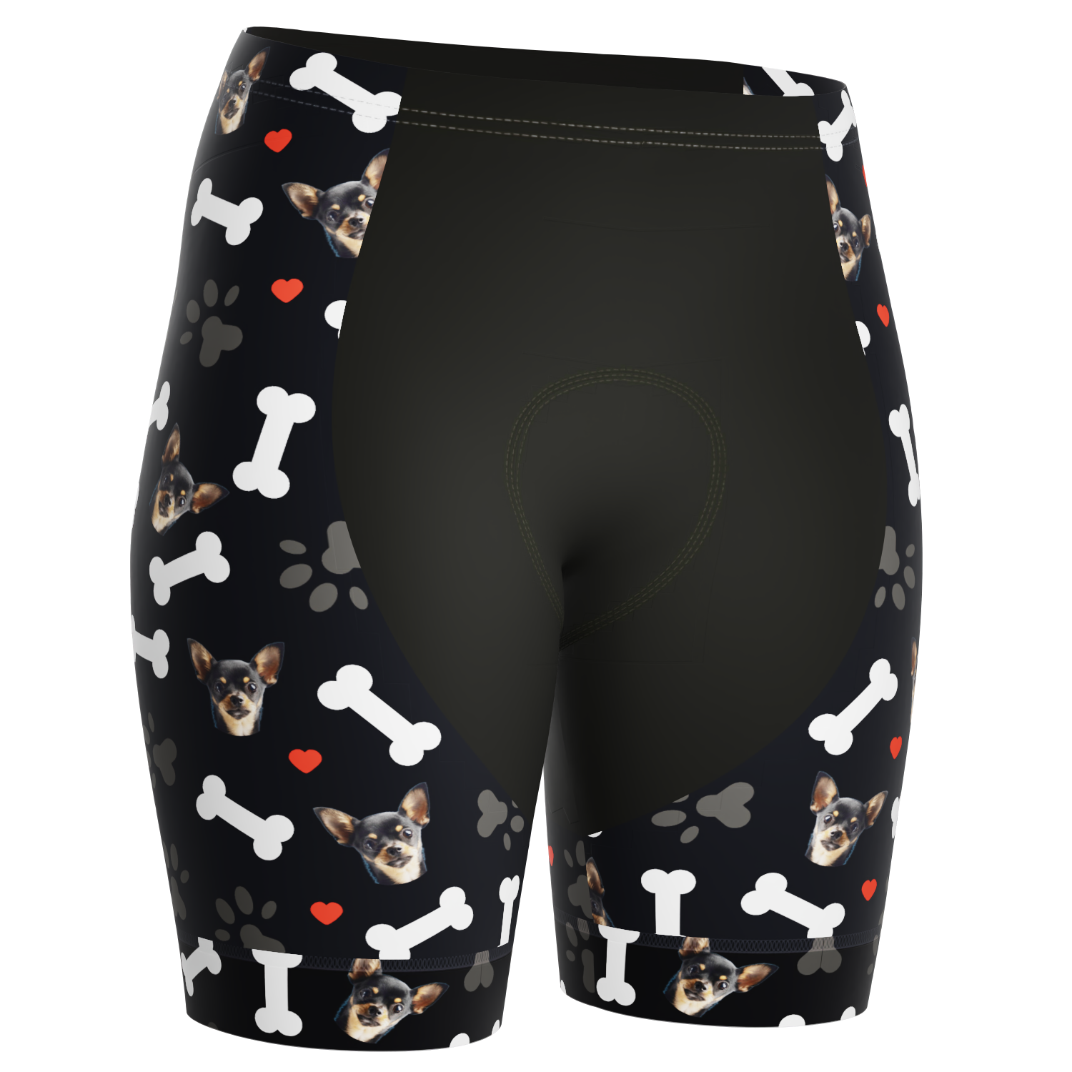 Women's Gel Padded Cycling Shorts Quick Dry & Custom Pet Bones Design Black