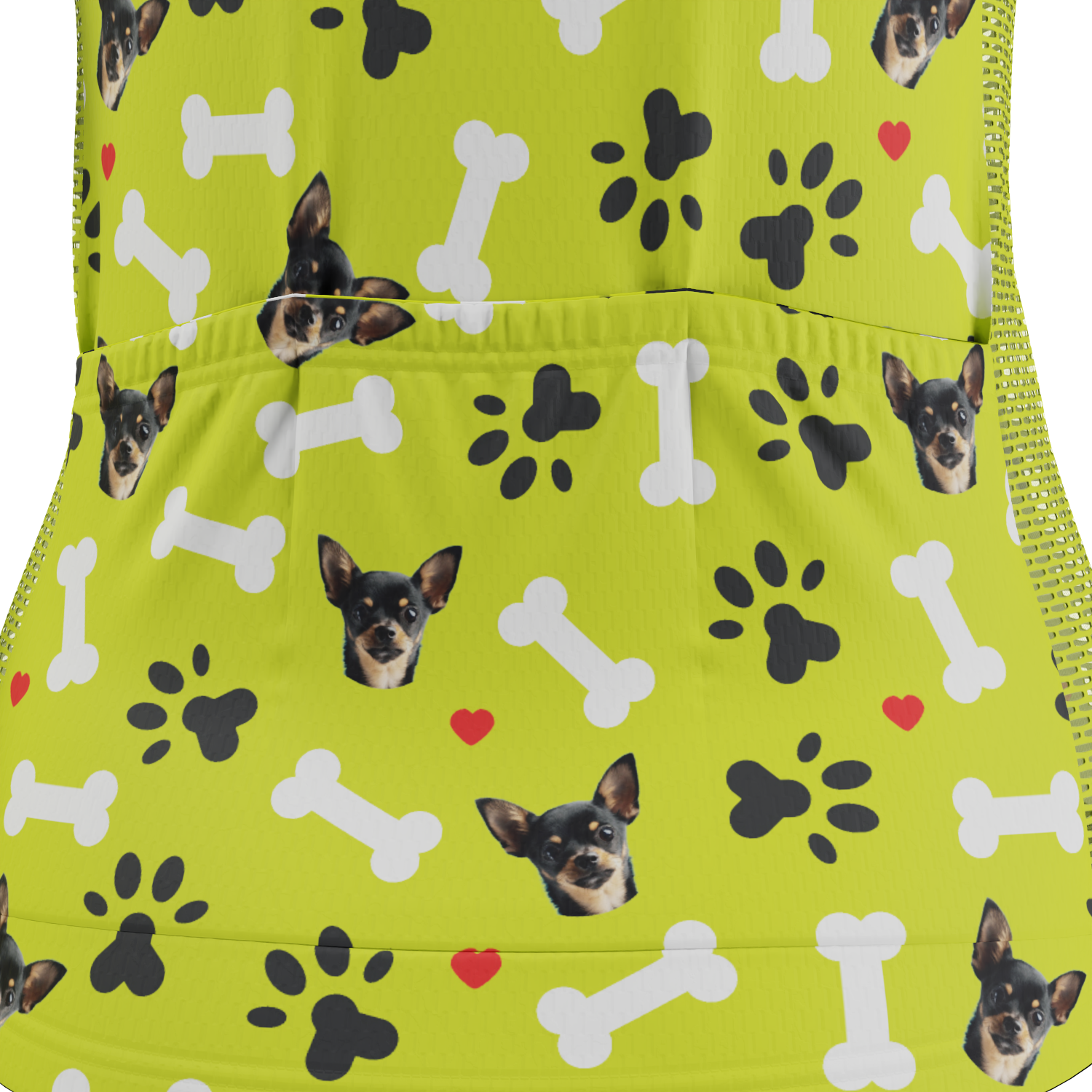 Women's Custom Pet Bones Cycling Kit Durable & Personalized Lime