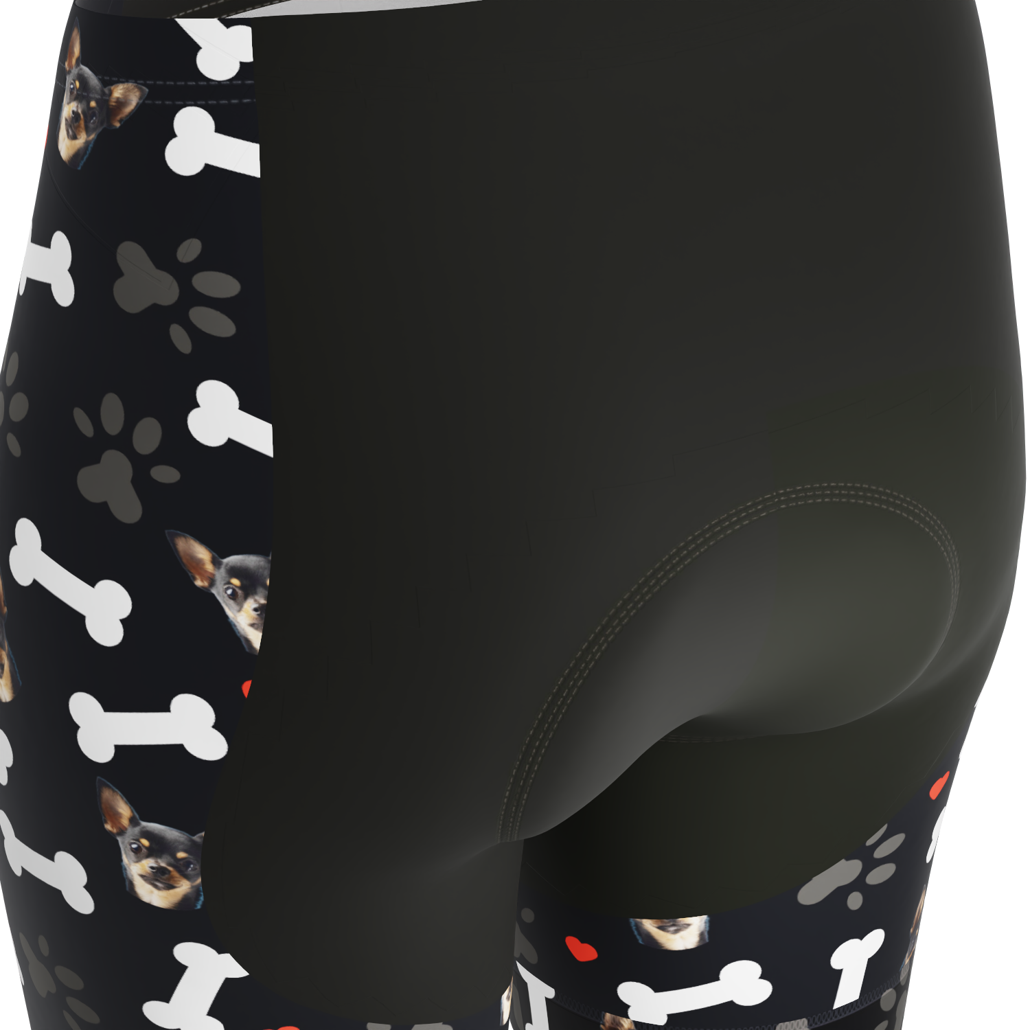 Women's Gel Padded Cycling Shorts Quick Dry & Custom Pet Bones Design Black
