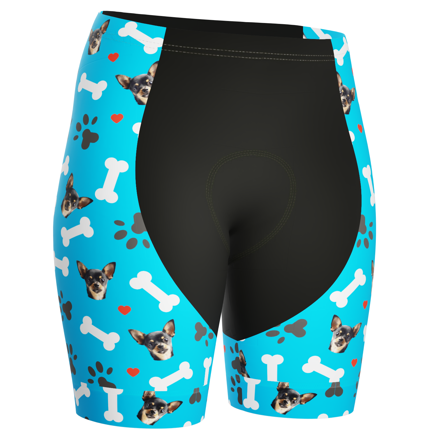 Women's Gel Padded Cycling Shorts Quick Dry & Custom Pet Bones Design Blue