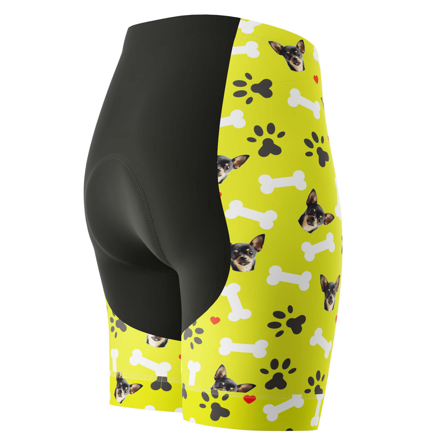 Women's Gel Padded Cycling Shorts Quick Dry & Custom Pet Bones Design Lime
