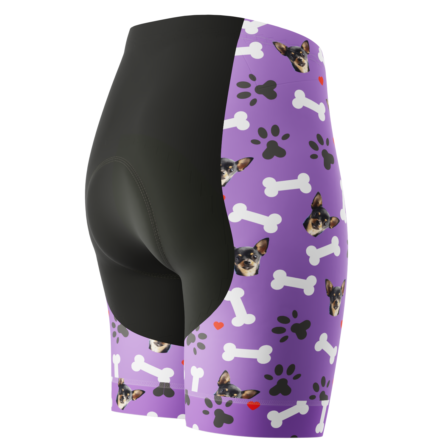 Women's Gel Padded Cycling Shorts Quick Dry & Custom Pet Bones Design Purple