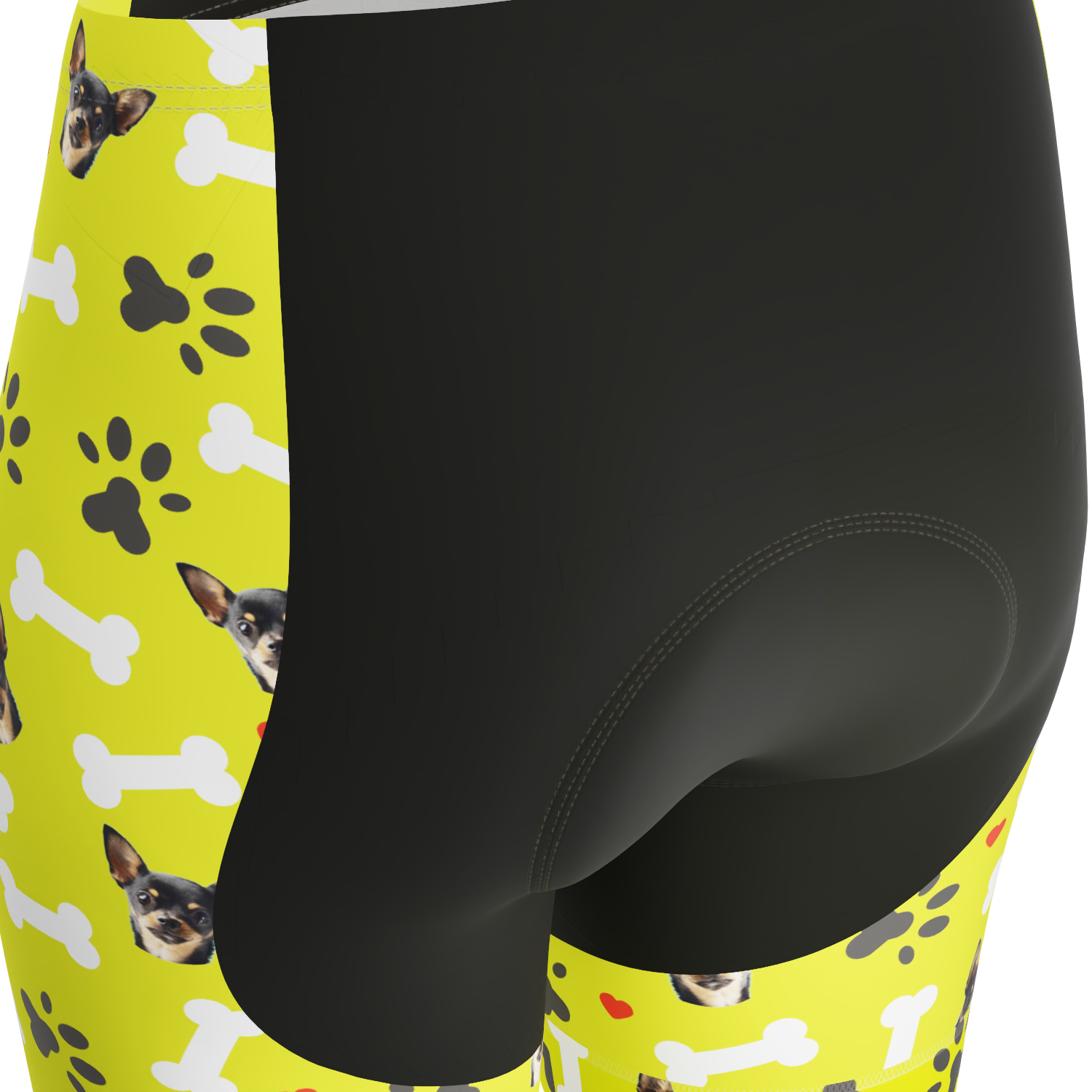 Women's Gel Padded Cycling Shorts Quick Dry & Custom Pet Bones Design Lime