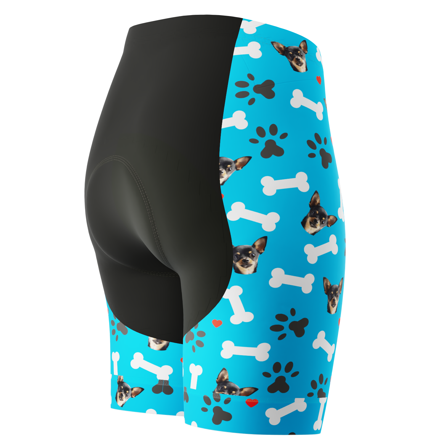 Women's Gel Padded Cycling Shorts Quick Dry & Custom Pet Bones Design Blue