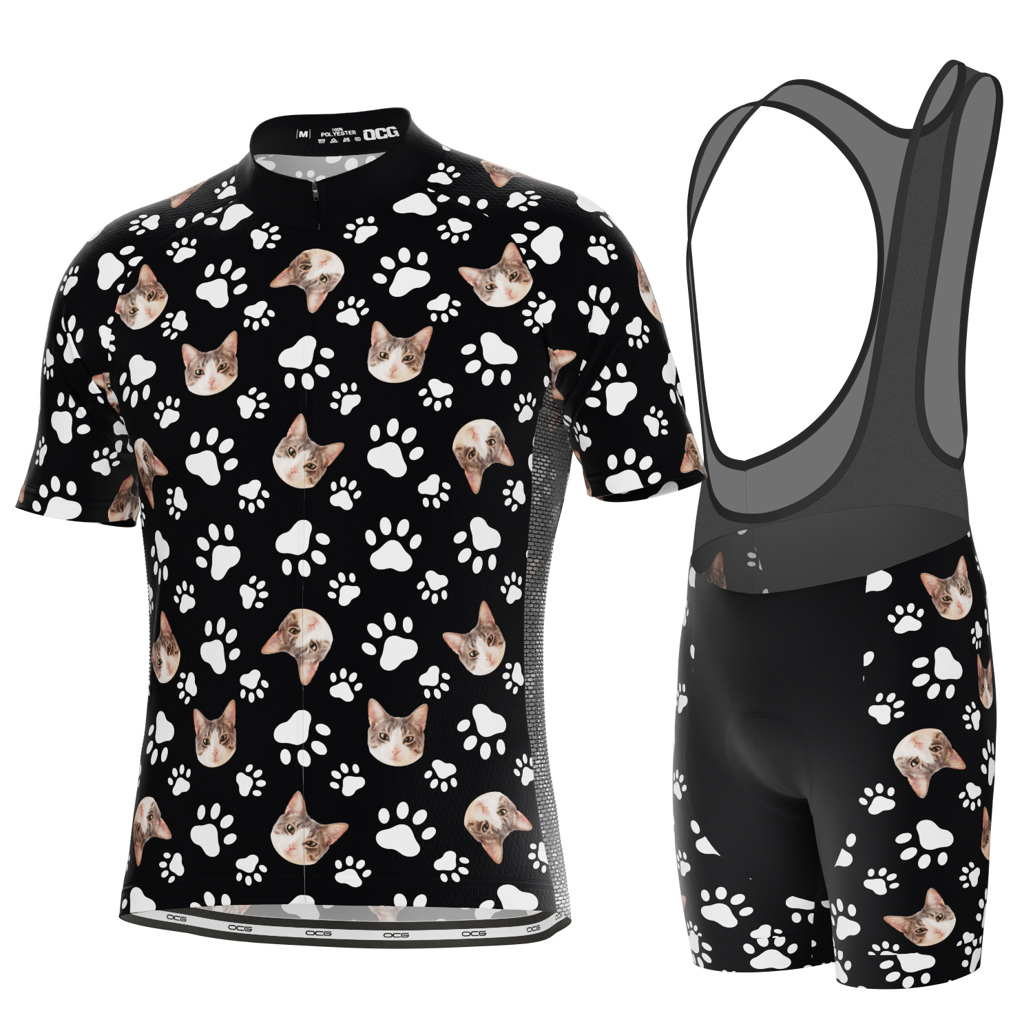Men's Custom Pet Paws Cycling Kit Performance & Comfort Black