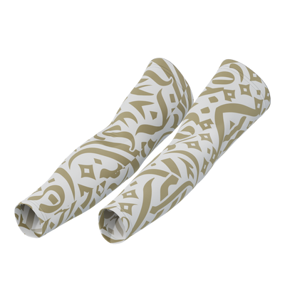 Unisex Calligraphy  Arm Sleeves Durable Moisture-Wicking Gold