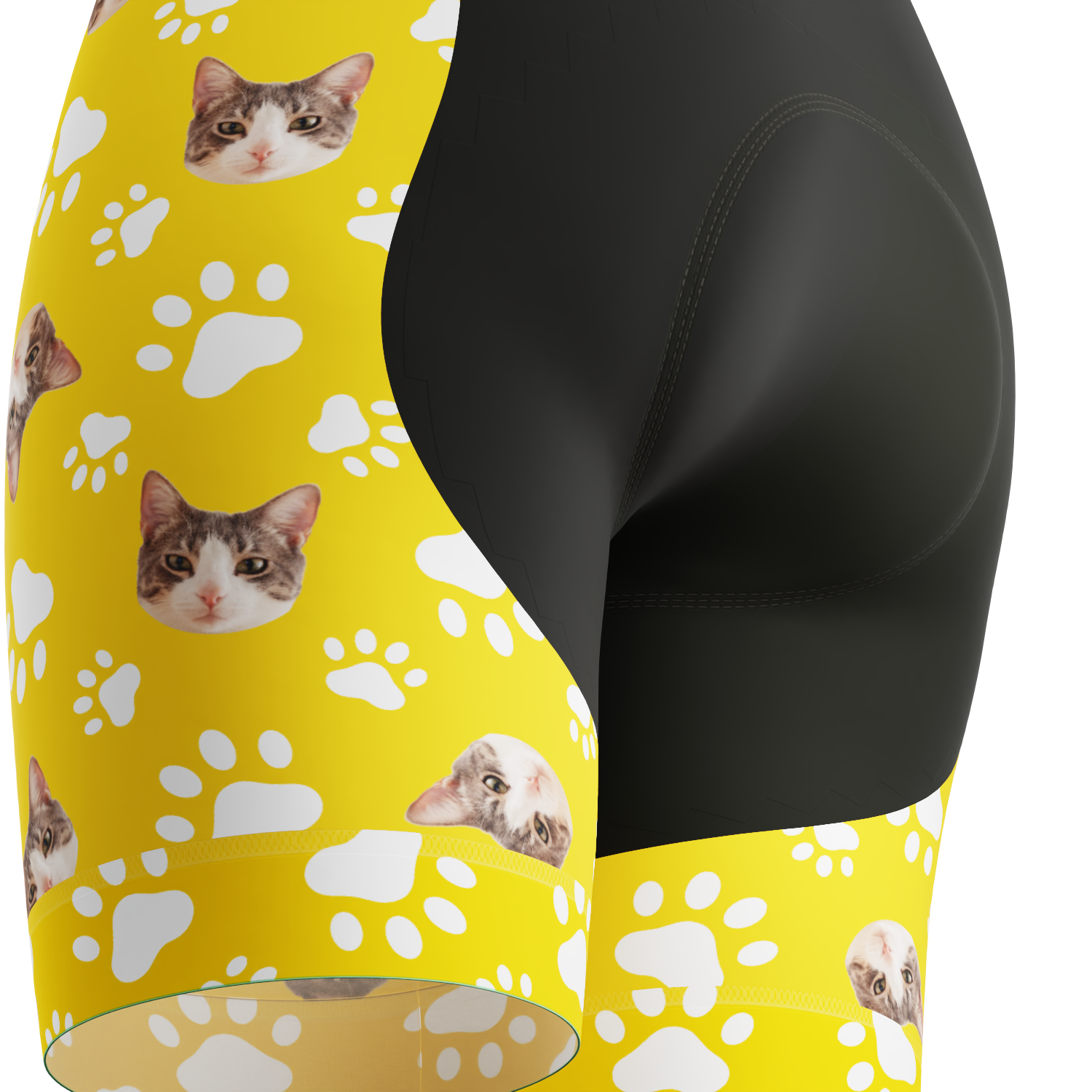 Women's Gel Padded Cycling Shorts Quick Dry & Custom Pet Bones Design Yellow