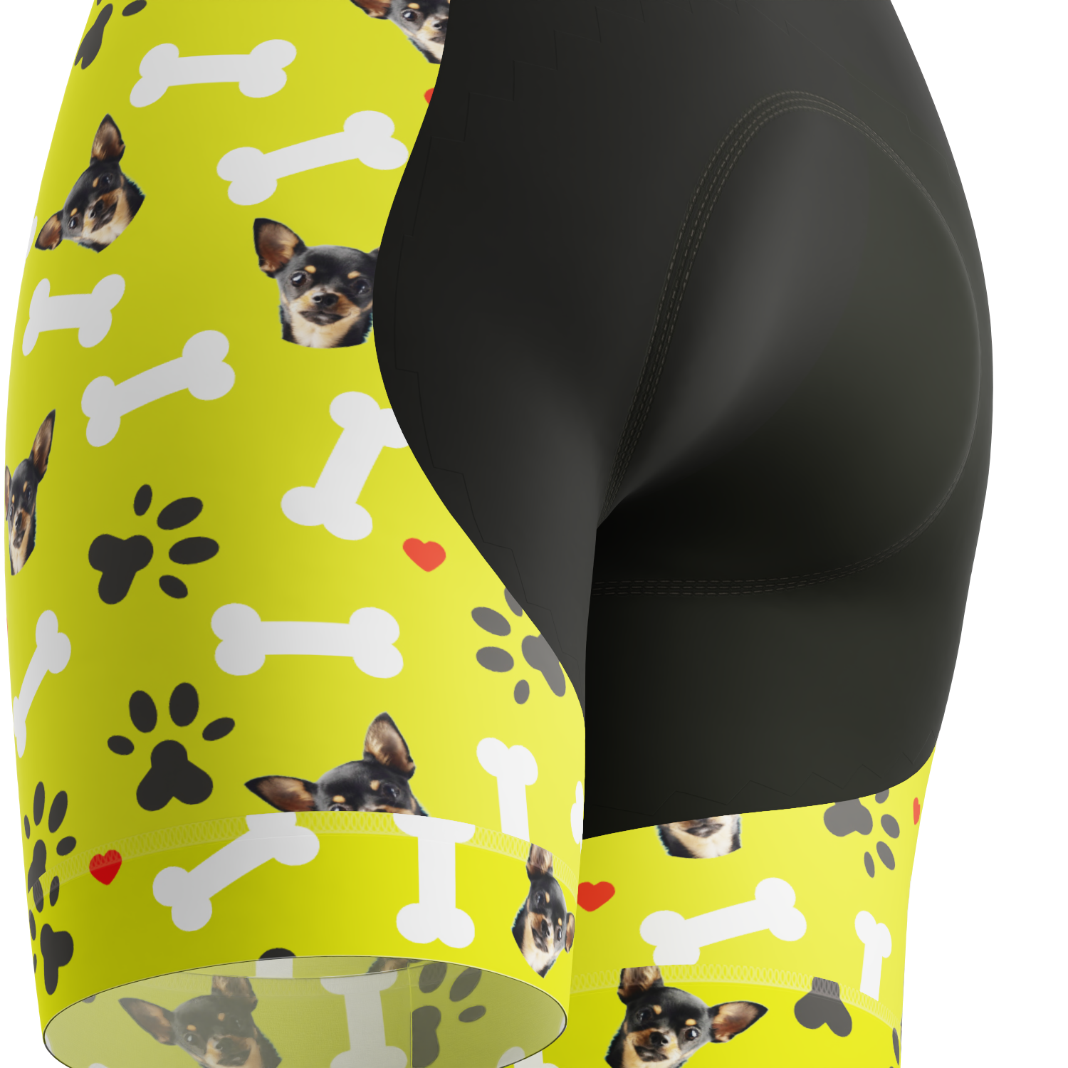 Women's Gel Padded Cycling Shorts Quick Dry & Custom Pet Bones Design Lime