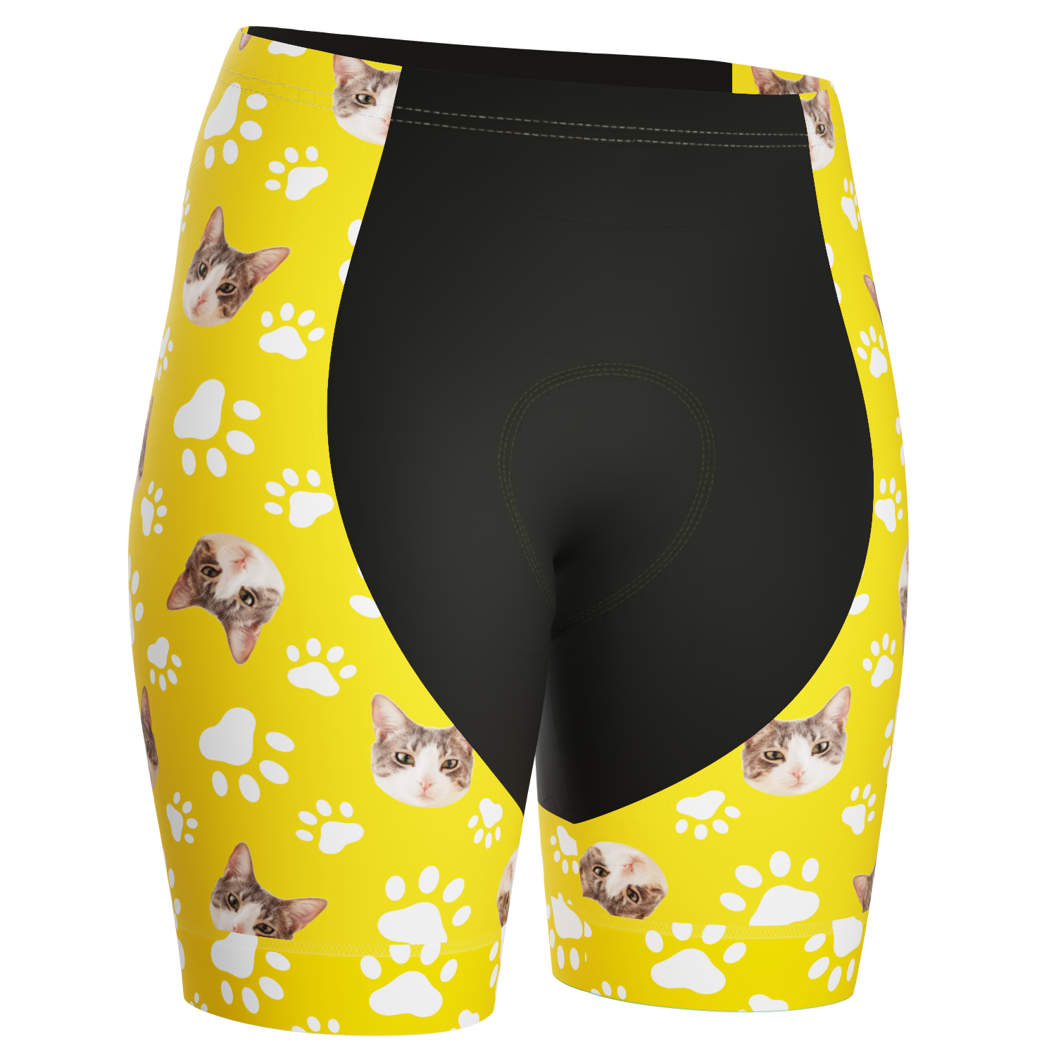 Women's Gel Padded Cycling Shorts Quick Dry & Custom Pet Bones Design Yellow
