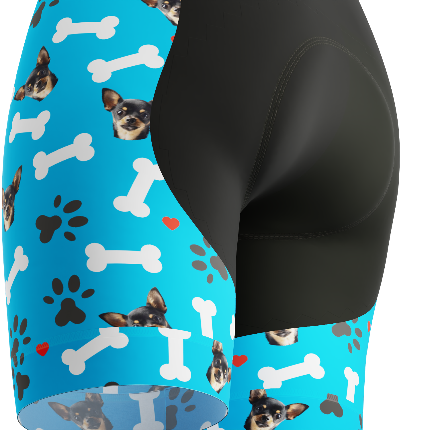 Women's Gel Padded Cycling Shorts Quick Dry & Custom Pet Bones Design Blue
