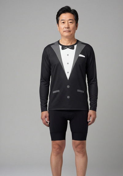 Men's Groom Formal Suit and Bow Long Sleeve Running Shirt