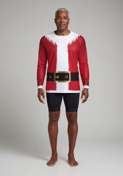 Men's Santa Claus Christmas Suit Long Sleeve Running Shirt