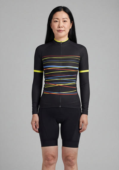 Women's Zigzag Color Lines Long Sleeve Cycling Jersey