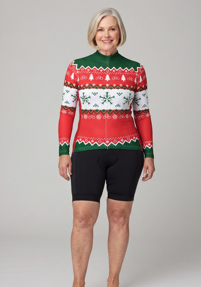 Women's Ugly Christmas Sweater Long Sleeve Cycling Jersey
