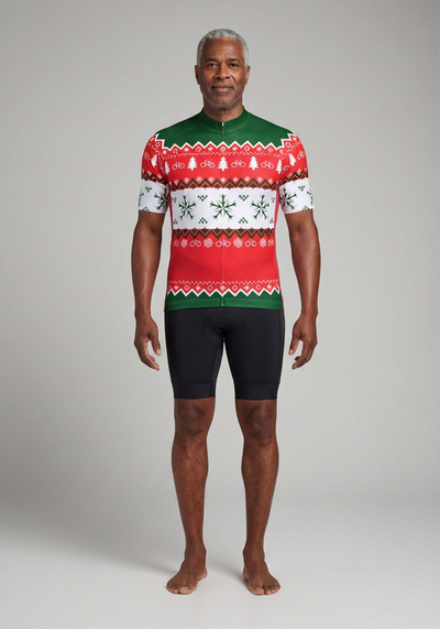 Men's Ugly Christmas Sweater Short Sleeve Cycling Jersey