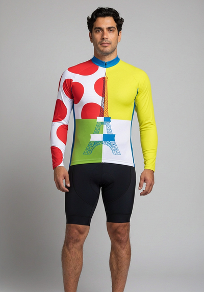 Men's Tour de France Leaders KOM Sprinters Long Sleeve Cycling Jersey