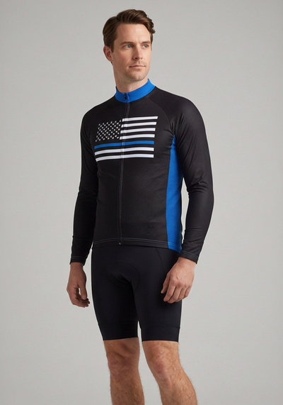 Men's Thin Blue Line American Icon Long Sleeve Cycling Jersey