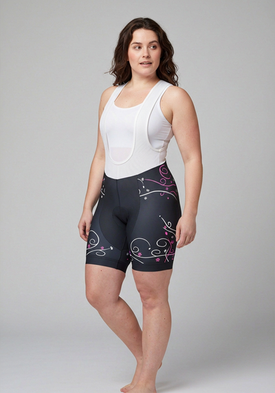 Women's Floral Swirl Gel Padded Cycling Bib