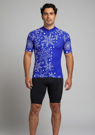 Men's Festive Snowflake Short Sleeve Cycling Jersey
