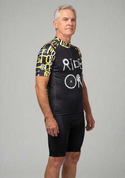 Men's Black Ride On Short Sleeve Cycling Jersey