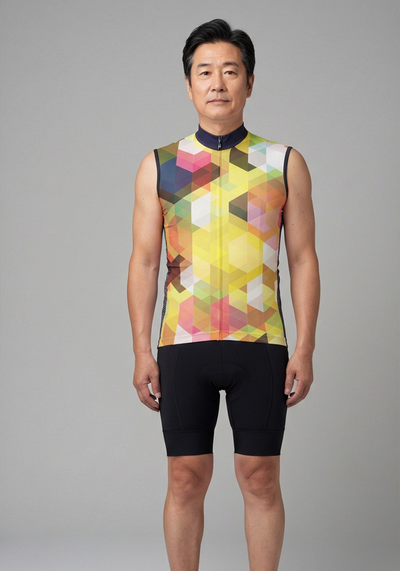 Men's High Viz Retro Mosaic Sleeveless Cycling Jersey