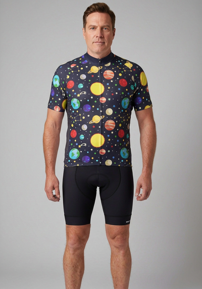 Men's Solar System Planets Short Sleeve Cycling Jersey