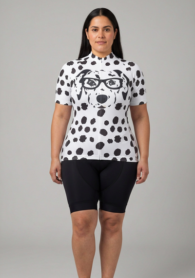 Women's Dalmatian Dog Short Sleeve Cycling Jersey