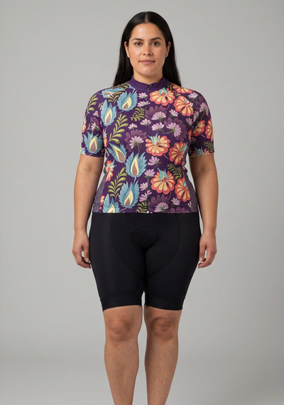 Women's Floral Botanical Short Sleeve Cycling Jersey