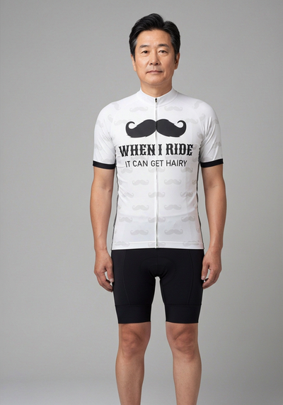 Men's Hairy Mustache Short Sleeve Cycling Jersey