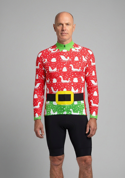 Men's Christmas Elf Season To Ride Long Sleeve Cycling Jersey
