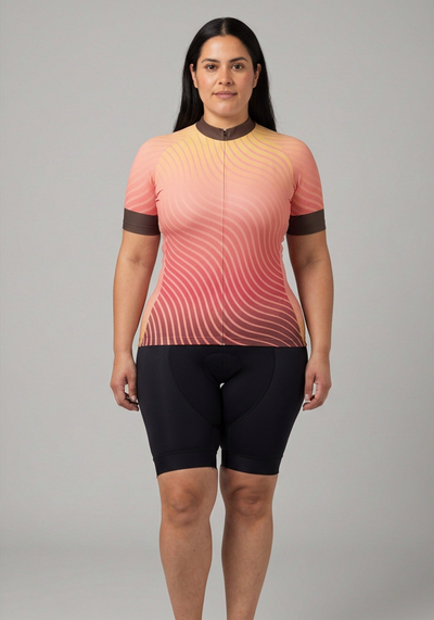 Women's Colourful Curvy Lines Short Sleeve Cycling Jersey