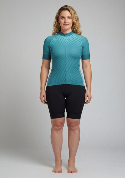 Women's Colourful Curvy Lines Short Sleeve Cycling Jersey