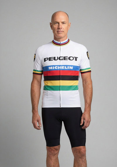 Men's Peugeot BP Michelin Retro Classic Short Sleeve Cycling Jersey