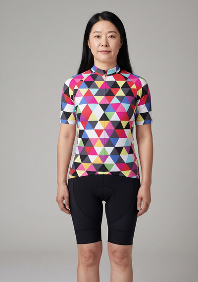 Women's High Viz Funky Triangles Short Sleeve Cycling Jersey