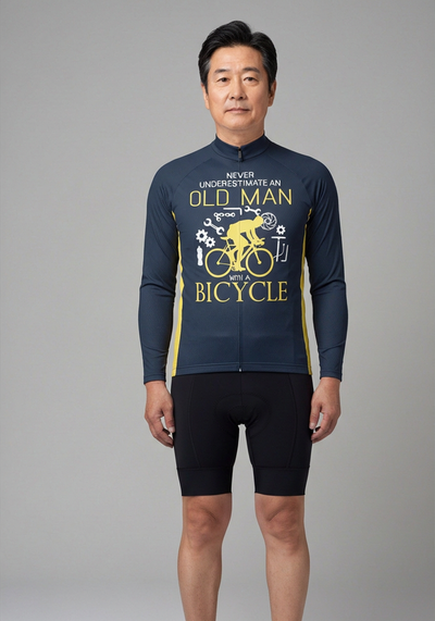 Men's Never Underestimate an Old Man Long Sleeve Cycling Jersey
