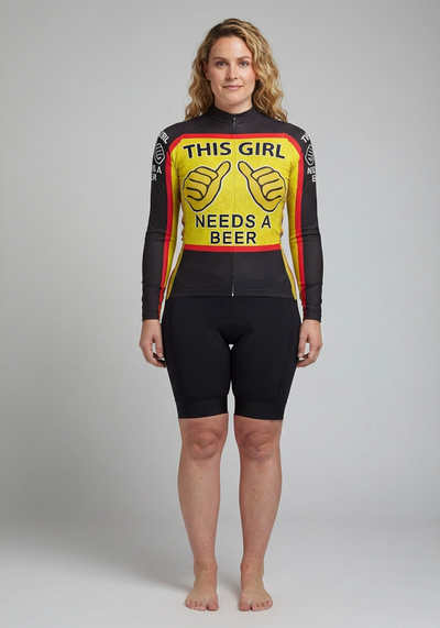 Women's This Girl Needs a Beer Long Sleeve Cycling Jersey