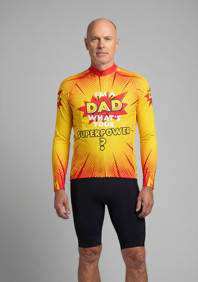 Men's I'm a Dad Superpower Long Sleeve Cycling Jersey
