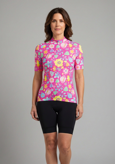 Women's Bouquet Floral Short Sleeve Cycling Jersey