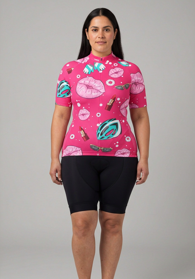 Women's Lipstick and Gears Short Sleeve Cycling Jersey