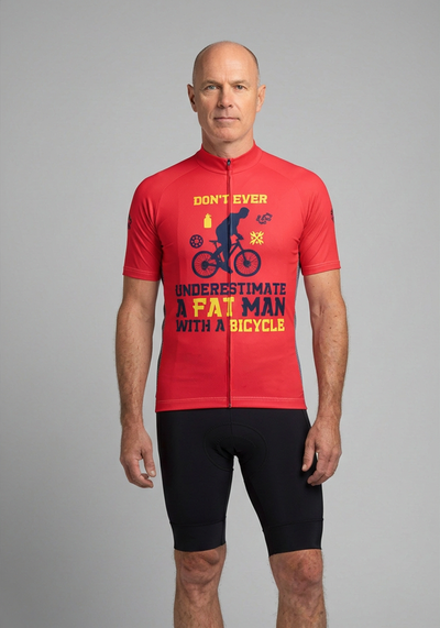 Men's Don't Ever Underestimate a Fat Man Short Sleeve Cycling Jersey
