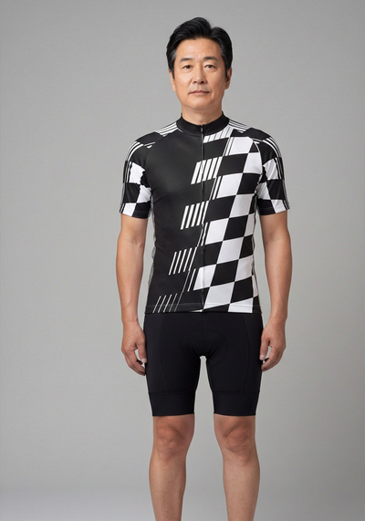 Men's Racing Checkered Short Sleeve Cycling Jersey