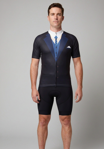 Men's Groom Formal Suit and Tie Short Sleeve Cycling Jersey