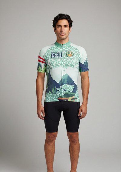 Men's Peru Flag Caral Pyramids National Flag Short Sleeve Cycling Jersey