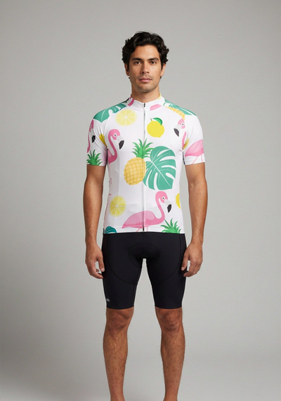 Men's Fruity Flamingo Short Sleeve Cycling Jersey