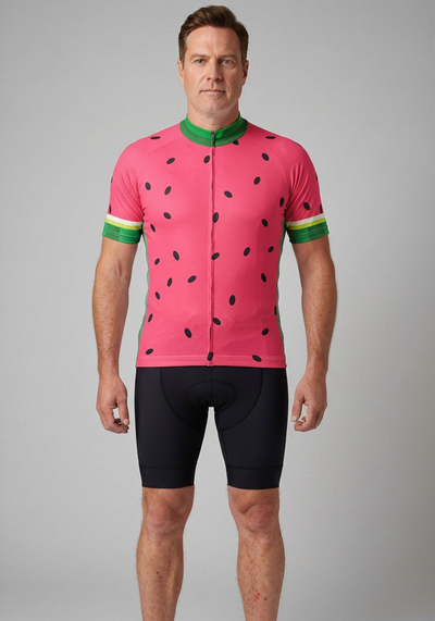 Men's Watermelon Fruit Short Sleeve Cycling Jersey