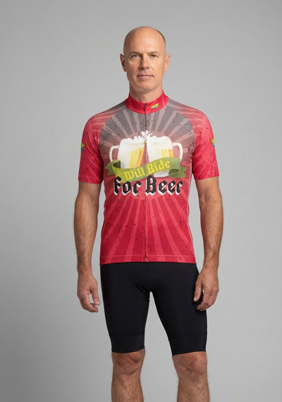 Men's Will Ride for Beer Short Sleeve Cycling Jersey