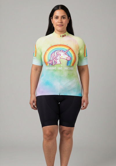 Women's Rainbows and Unicorns Short Sleeve Cycling Jersey