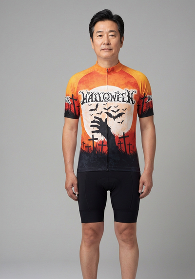 Men's Halloween Zombie Hand Short Sleeve Cycling Jersey