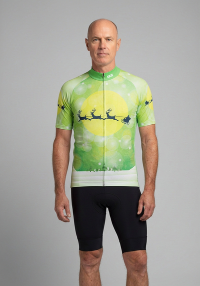 Men's Santa Sleigh Short Sleeve Cycling Jersey